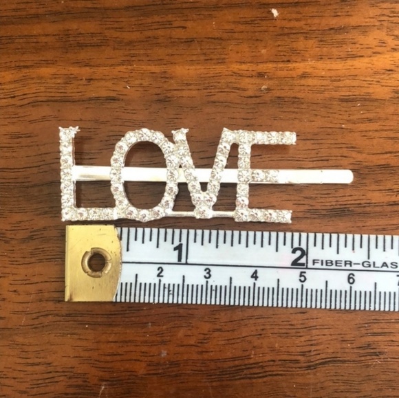 Oversized "Love" Hair Clip Rhinestone Barrette - Picture 2 of 2